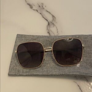 Kenneth Cole New York Gold with Gradient Brown Square Sunglasses